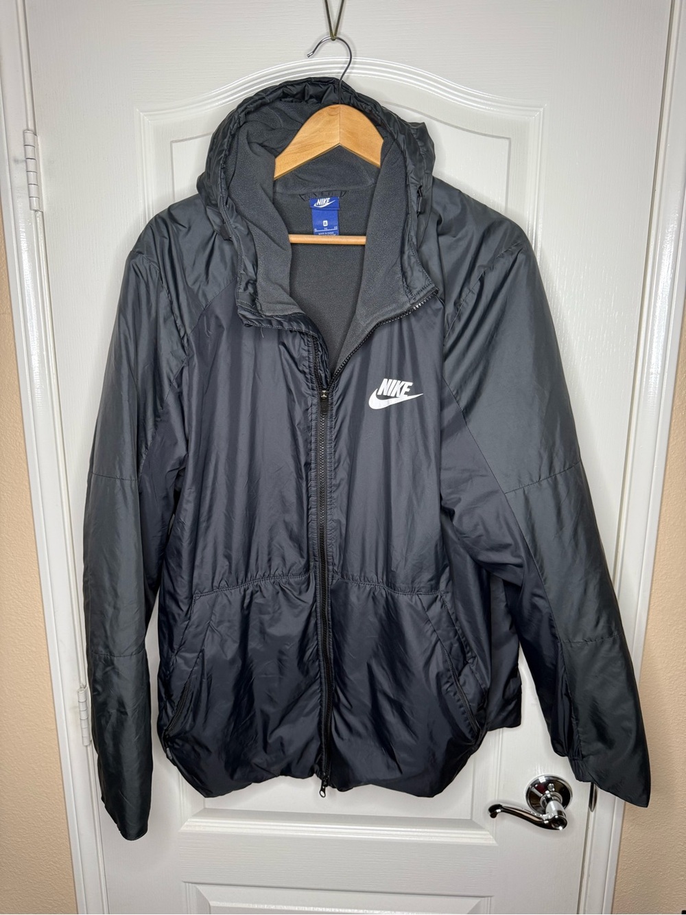 Nike Black Hooded Performance Jacket with White Logo